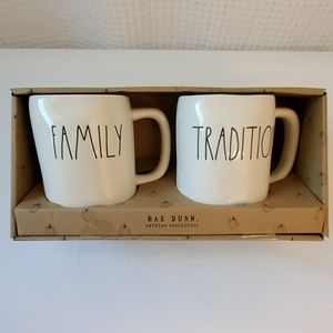 RAE DUNN "FAMILY" & "TRADITION" Mug Set